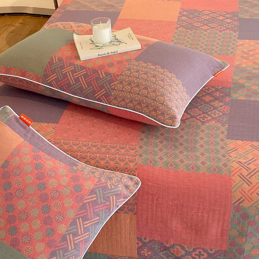 Patchwork Pastel double layer cotton coverlet blanket NWT - Picture 2 of 11